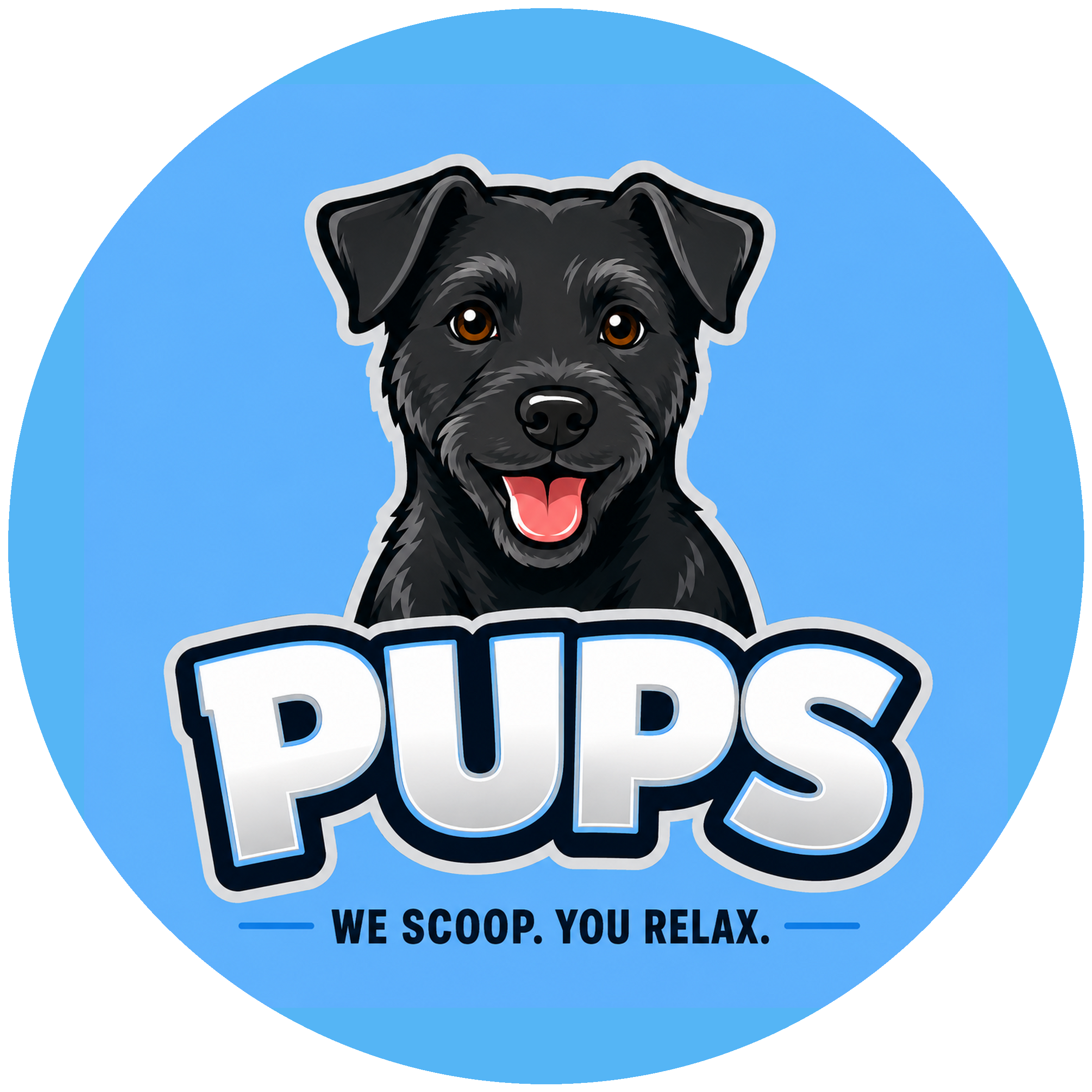 PUPS black Patterdale Terrier logo